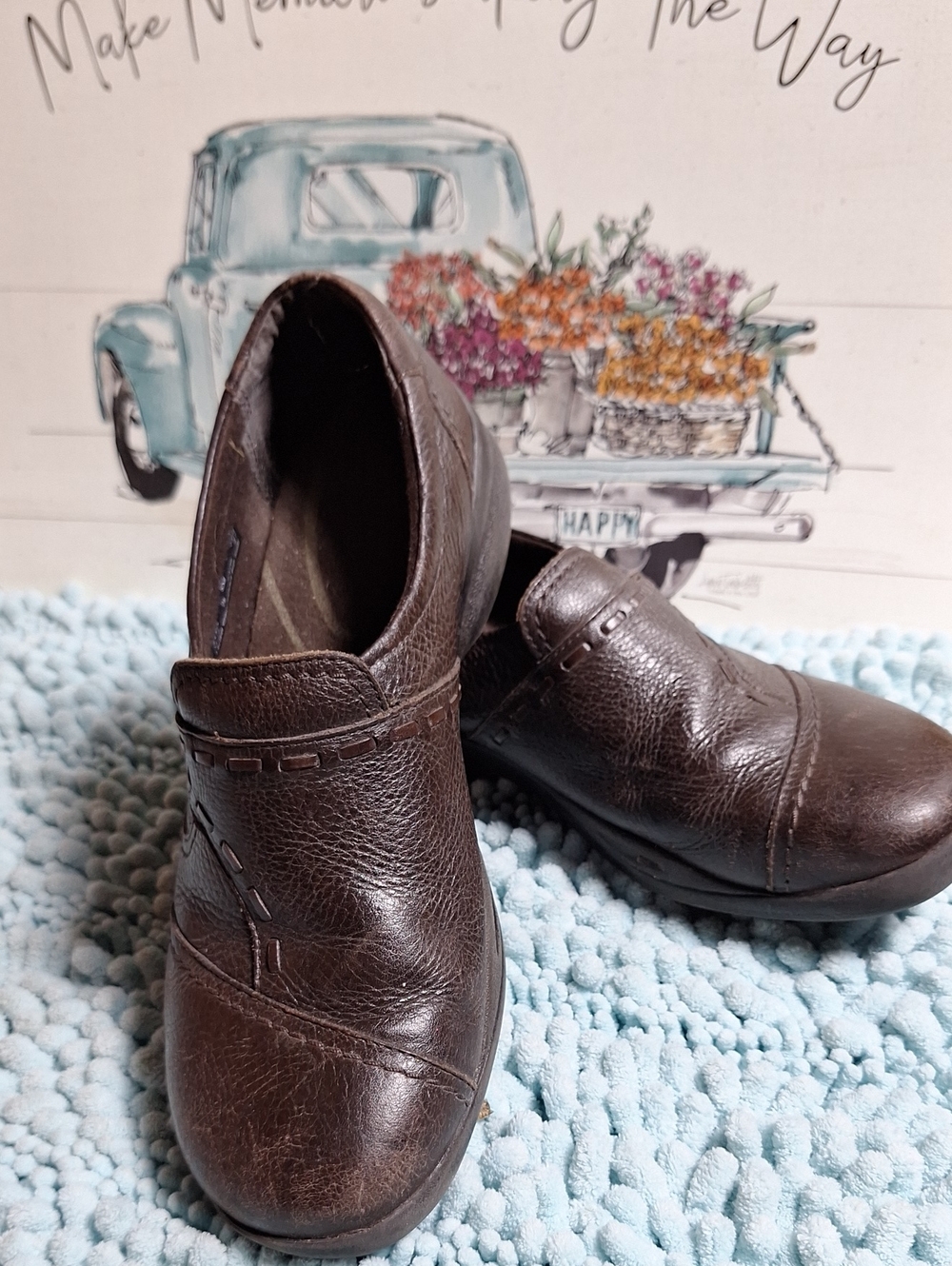 Clarks Brown Leather Slip-On Loafers for Women